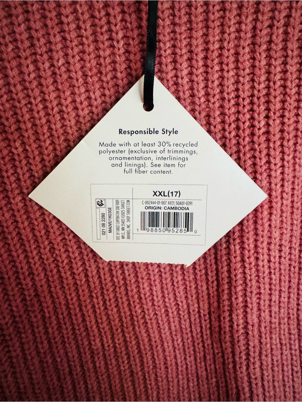 Dusty Rose Ribbed Crewneck Sweater - Picture 4 of 5